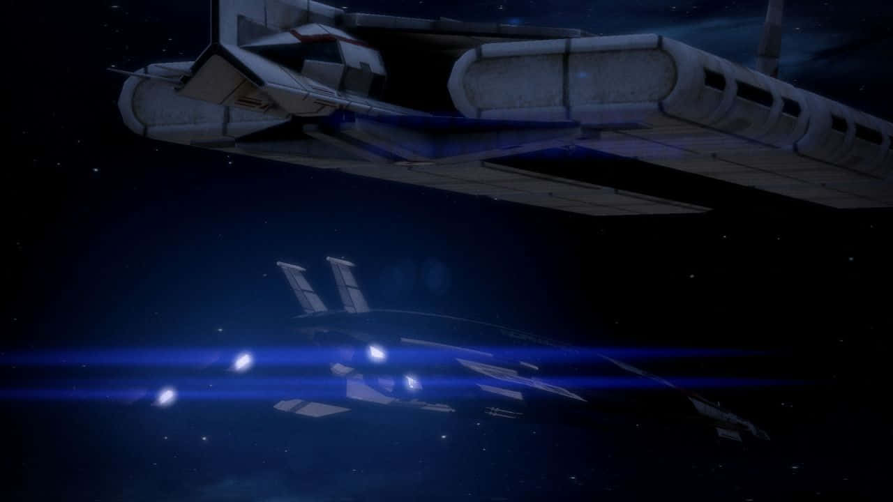 Normandy SR-2, futuristic spacecraft, starry space, HD Desktop Wallpaper