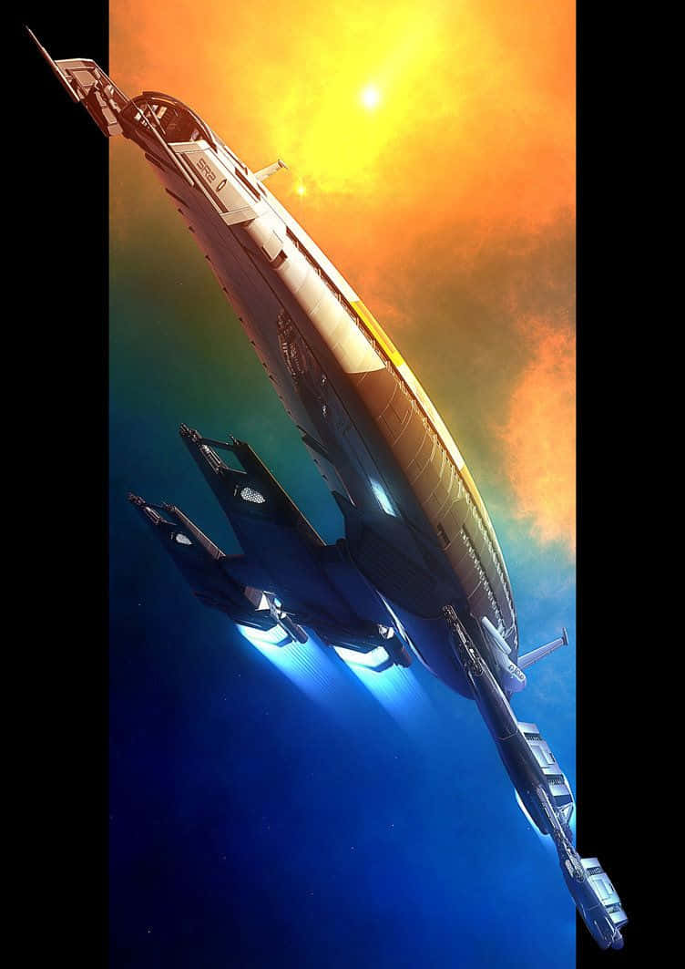 Normandy SR-2, Deep Space, orange and blue hues, SD Phone Wallpaper