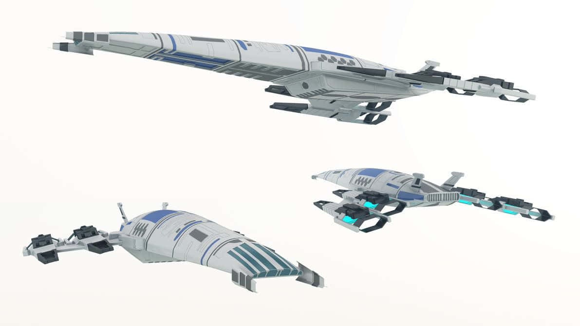 Normandy SR-2, blue and gray accents, space, SD Desktop Wallpaper