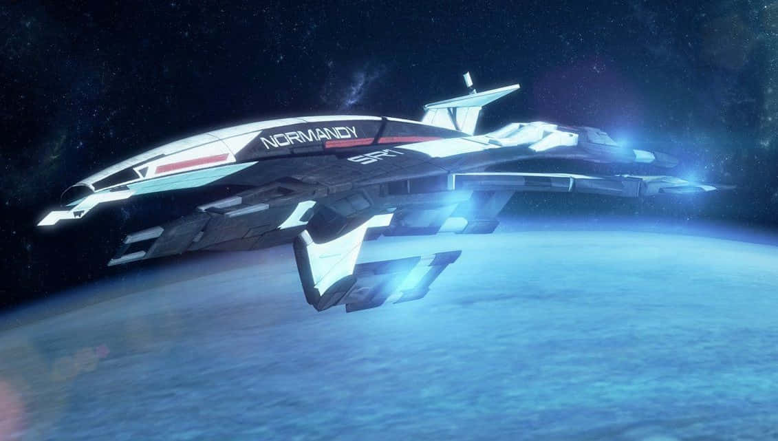 Normandy SR-2, Deep Space, blue planet, SD Desktop Wallpaper
