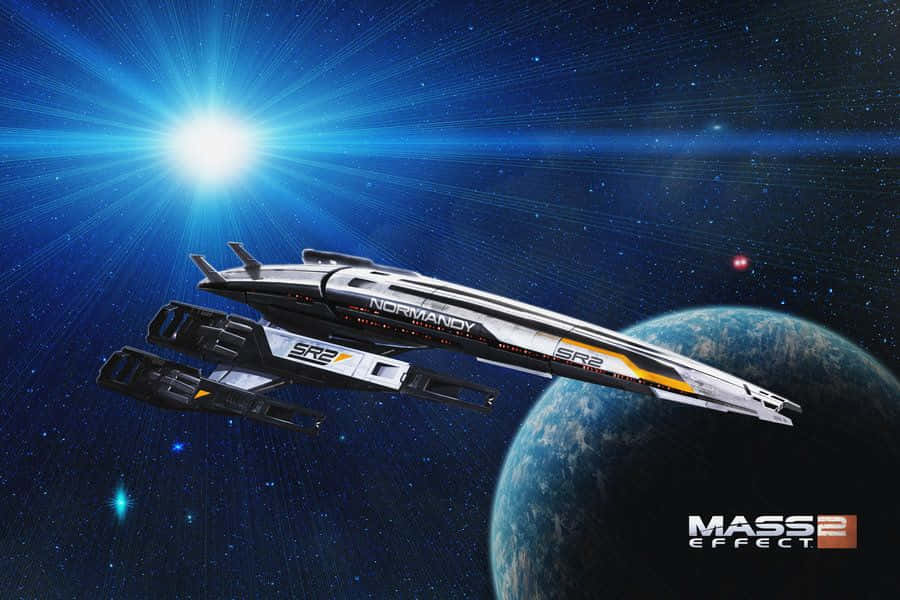 Normandy SR-2, starry space, blue planet, SD Desktop Wallpaper