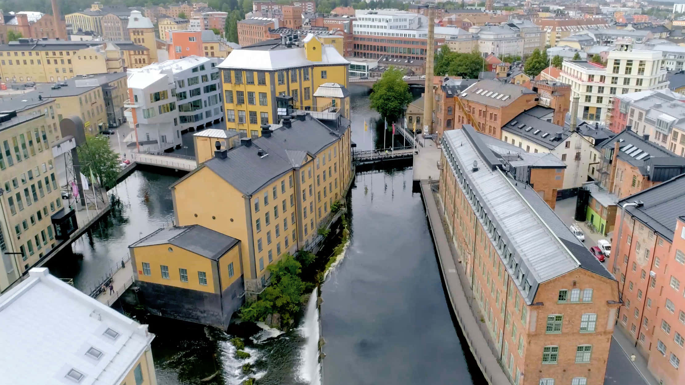 Norrköping, cityscape, evening, Full HD Desktop Wallpaper