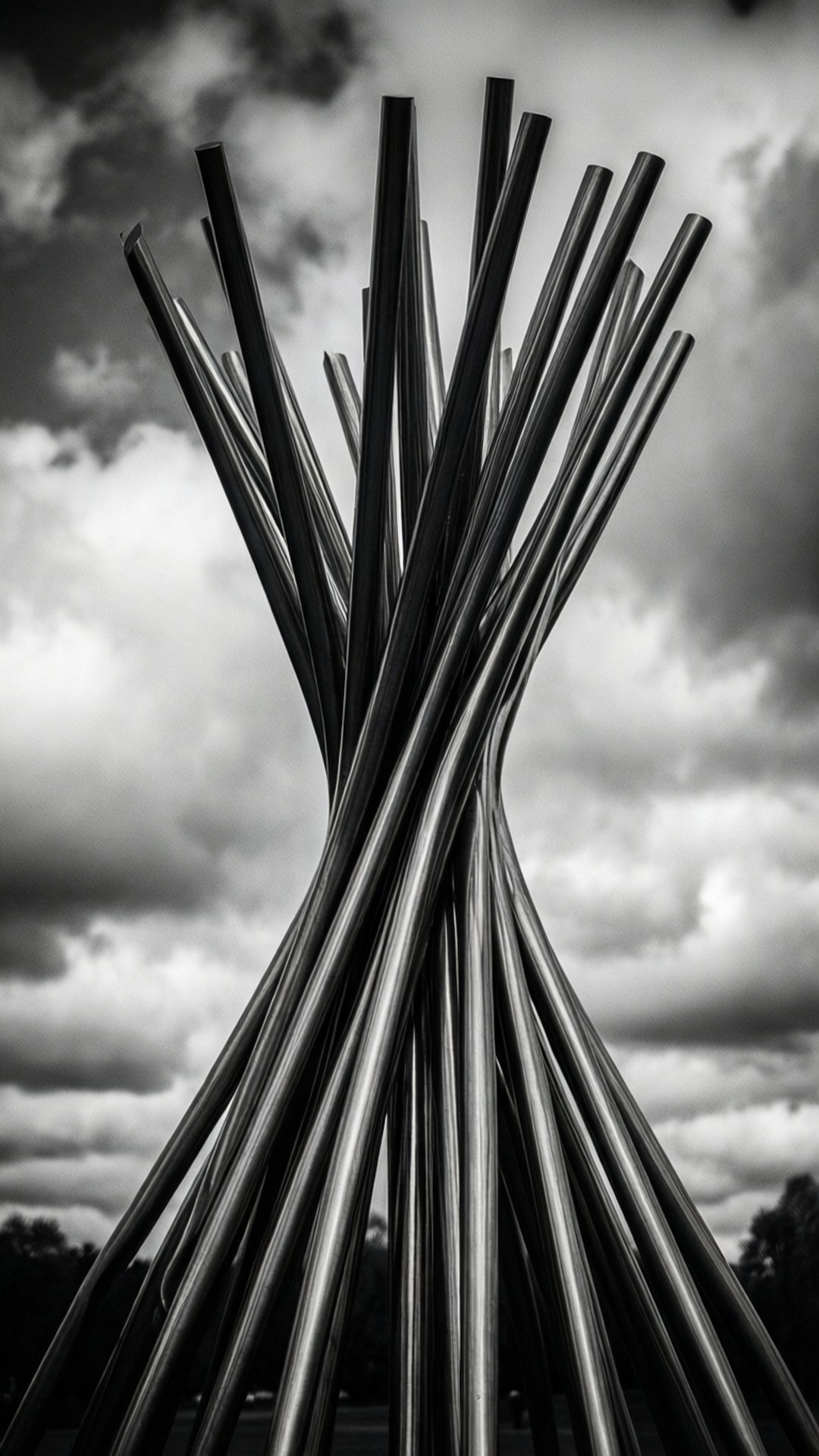 Stickan sculpture, Norrköping, black and white, Full HD Phone Wallpaper