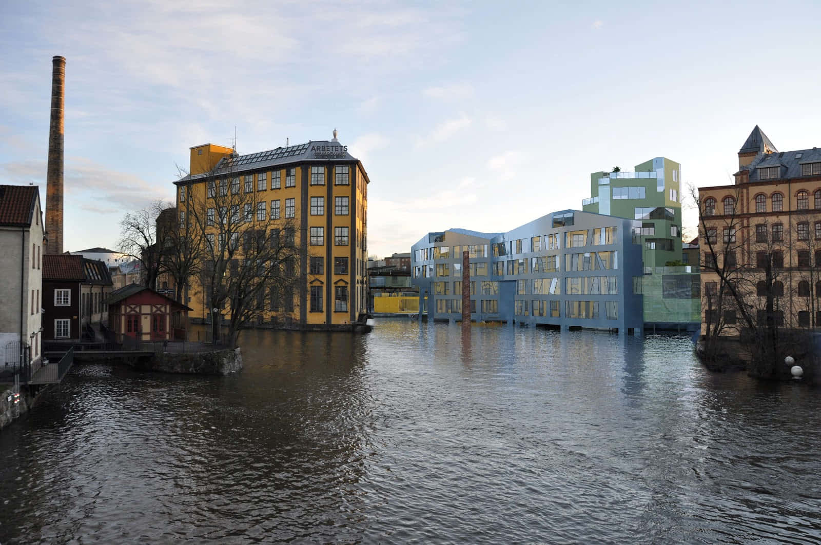 Norrköping, stunning sunset, iconic industrial landscape, HD Desktop Wallpaper