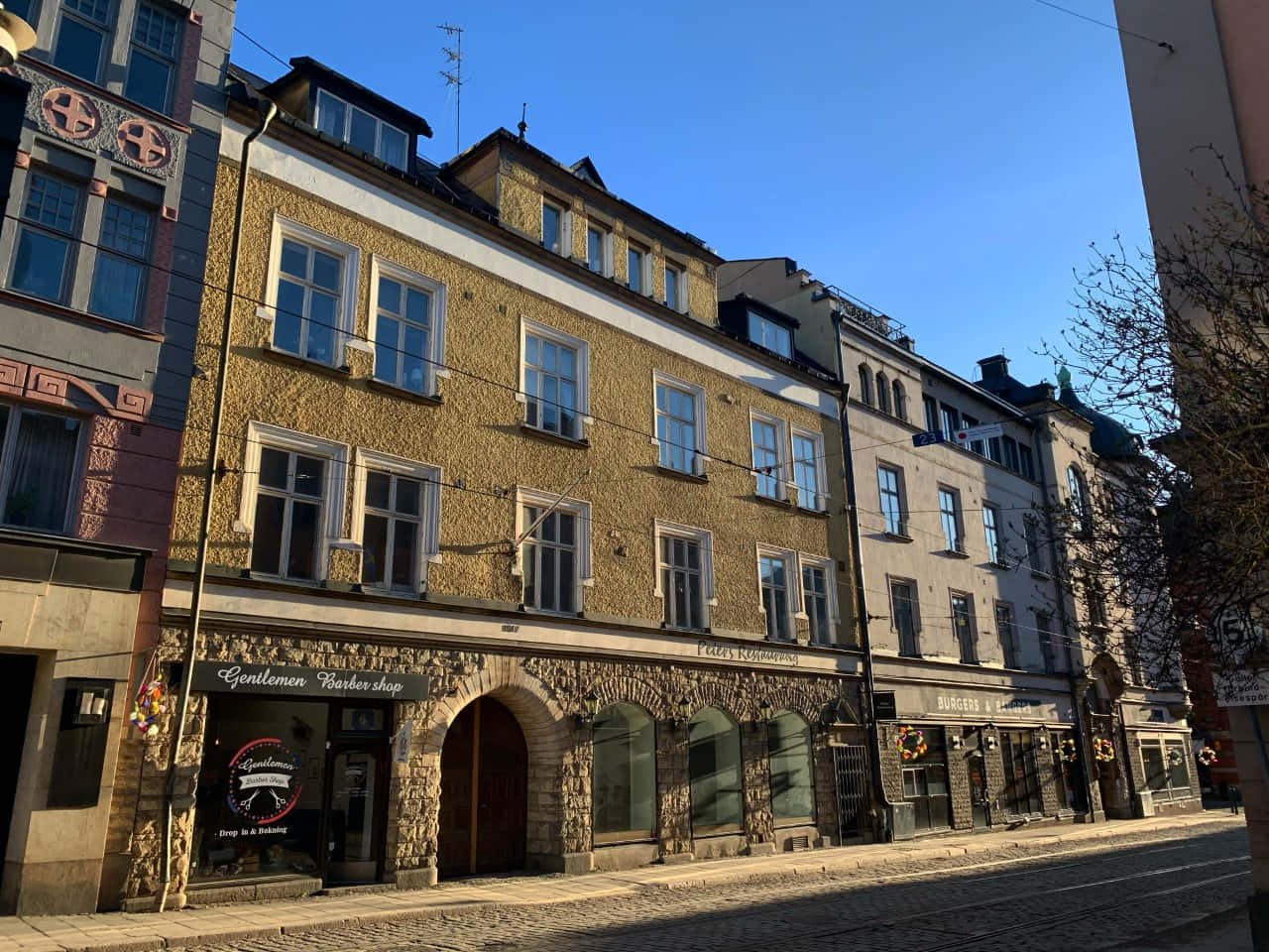 Norrköping, dusk, cobblestone street, HD Desktop Wallpaper