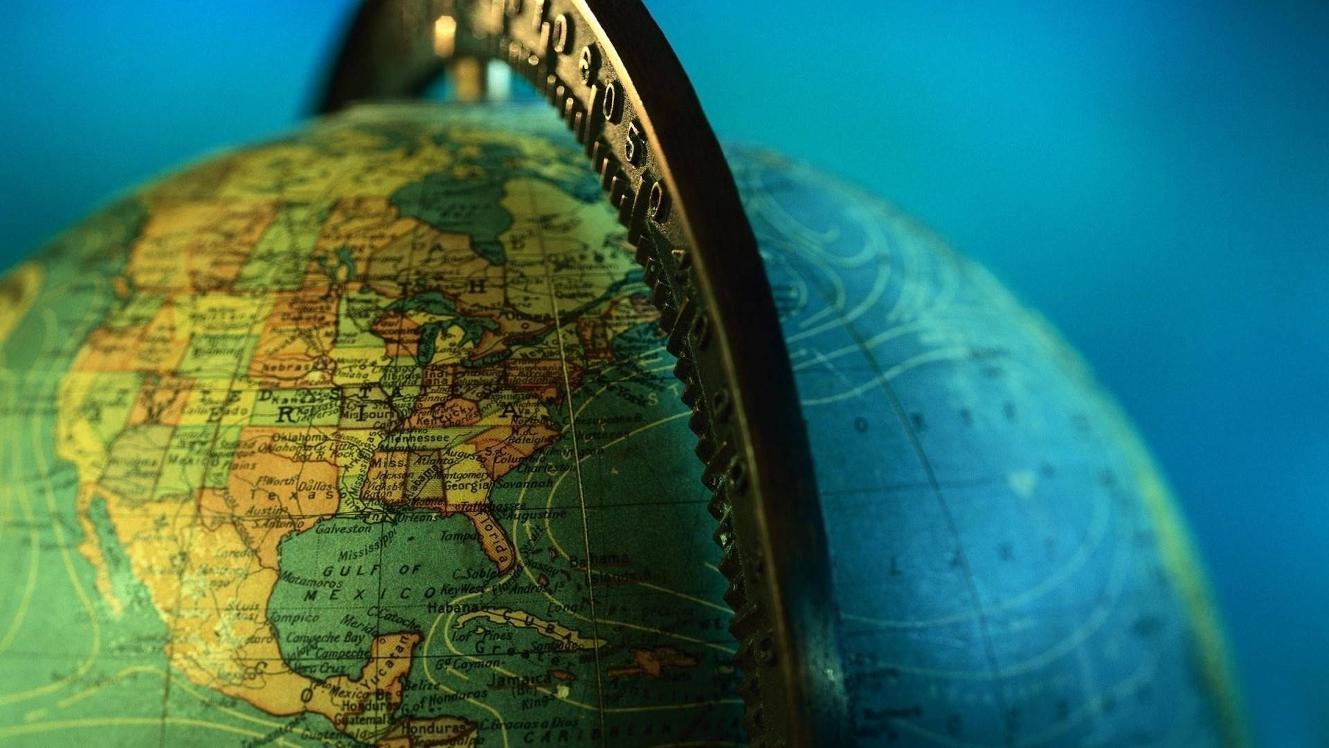 North America, vintage globe, warm tones, Full HD Desktop Wallpaper