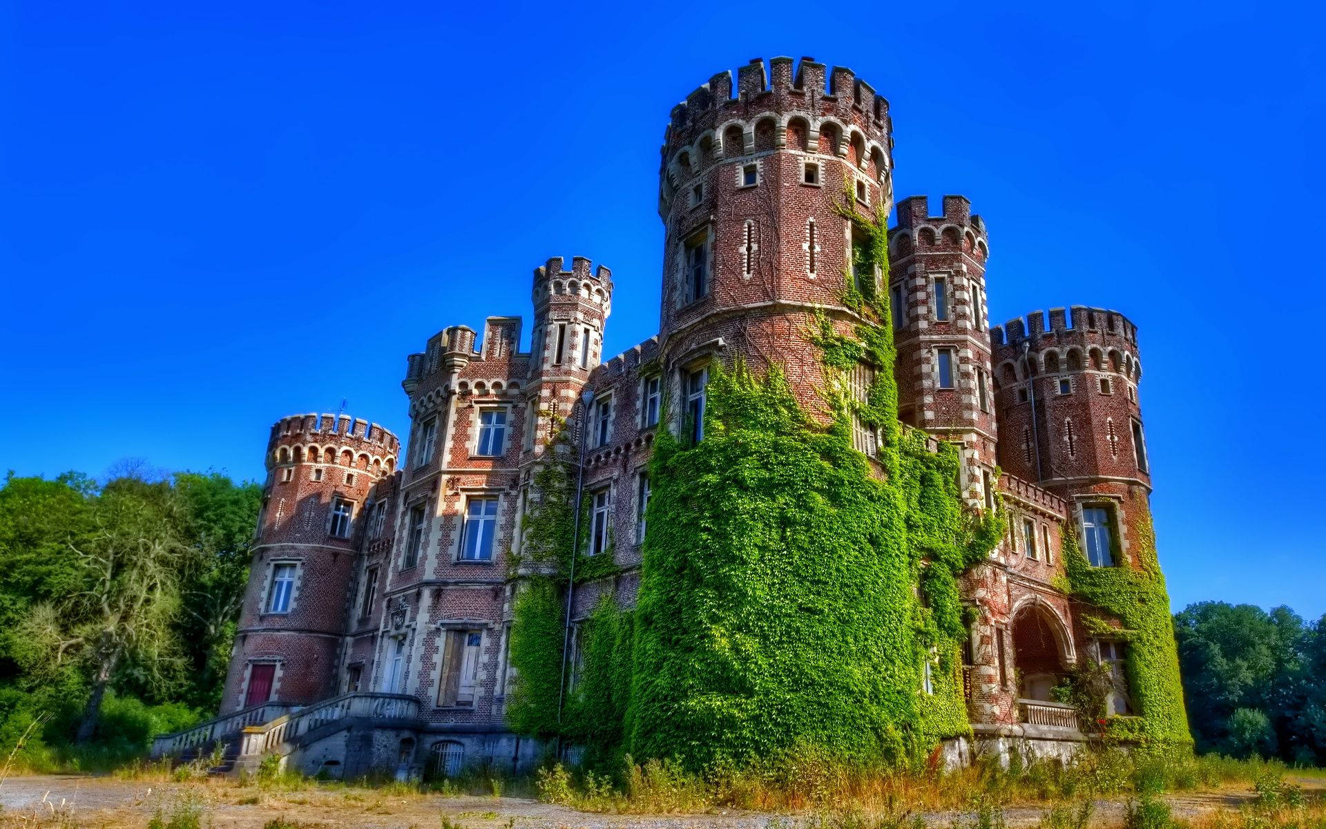 abandoned castle, North America, brick castle, Full HD Desktop Wallpaper