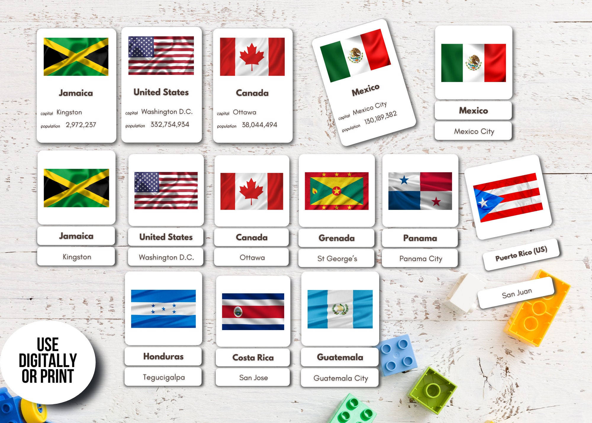 North America, country cards, national flags, Full HD Desktop Wallpaper