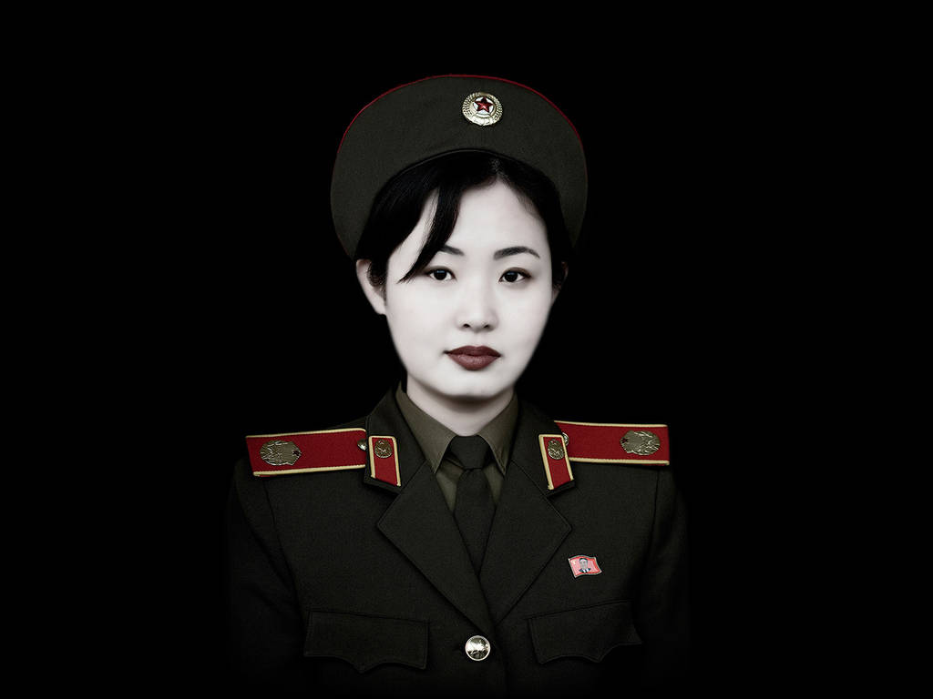 North Korea, lady soldier, dark military uniform, SD Desktop Wallpaper