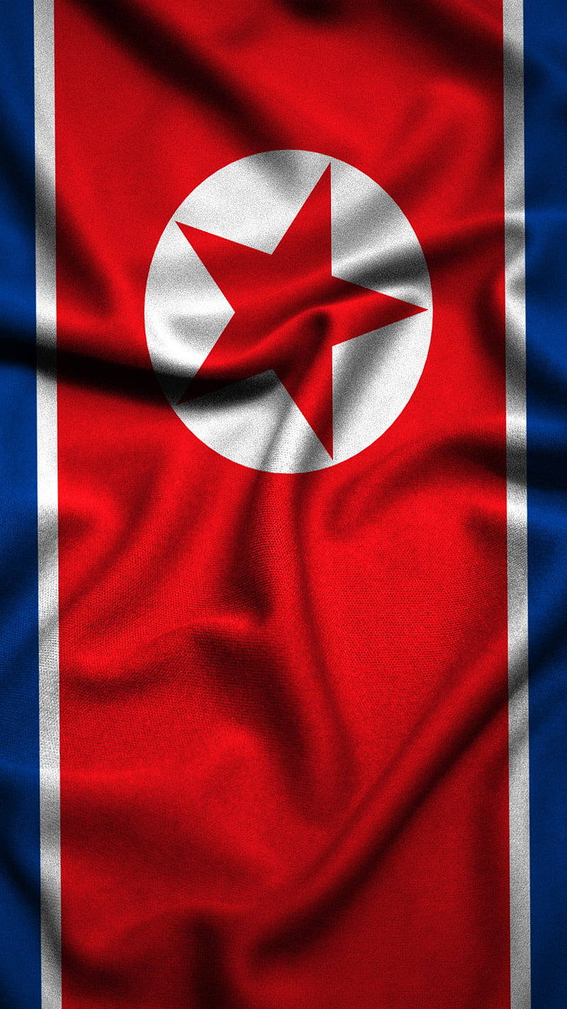 North Korea flag, red white and blue stripes, red star, HD Phone Wallpaper