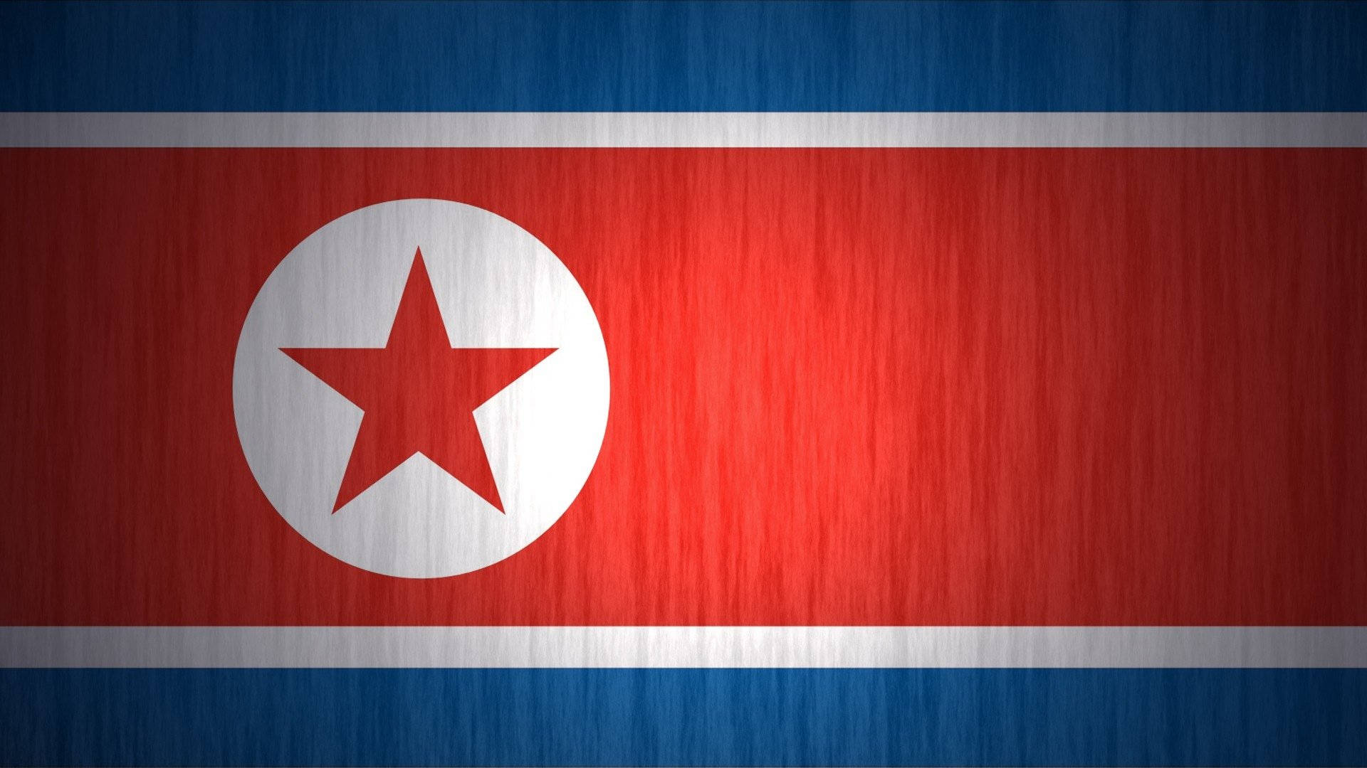 North Korea flag, red star, textured metallic surface, Full HD Desktop Wallpaper