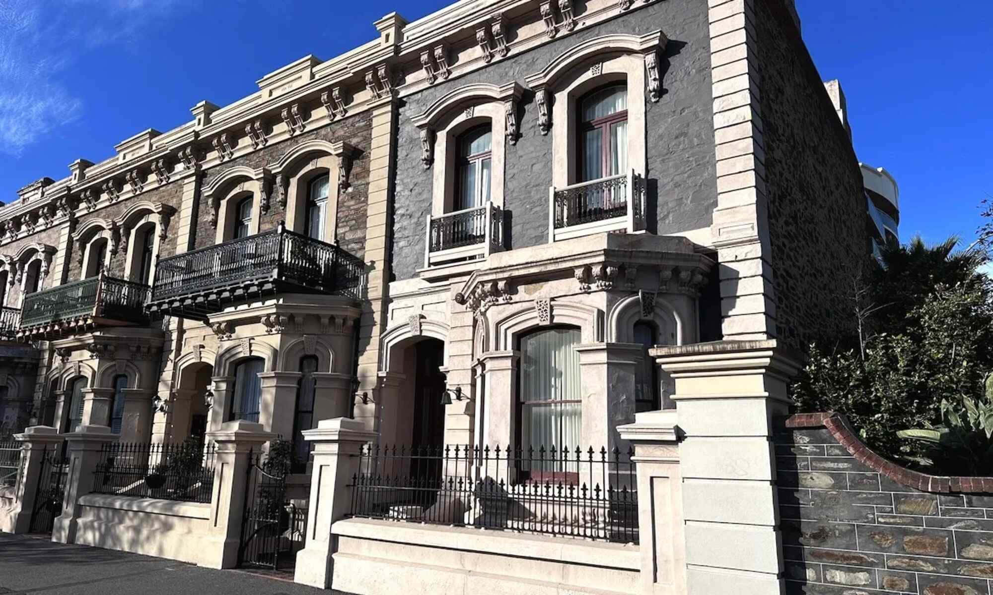North Terrace Adelaide, Victorian townhouse, stone facade, Full HD Desktop Wallpaper