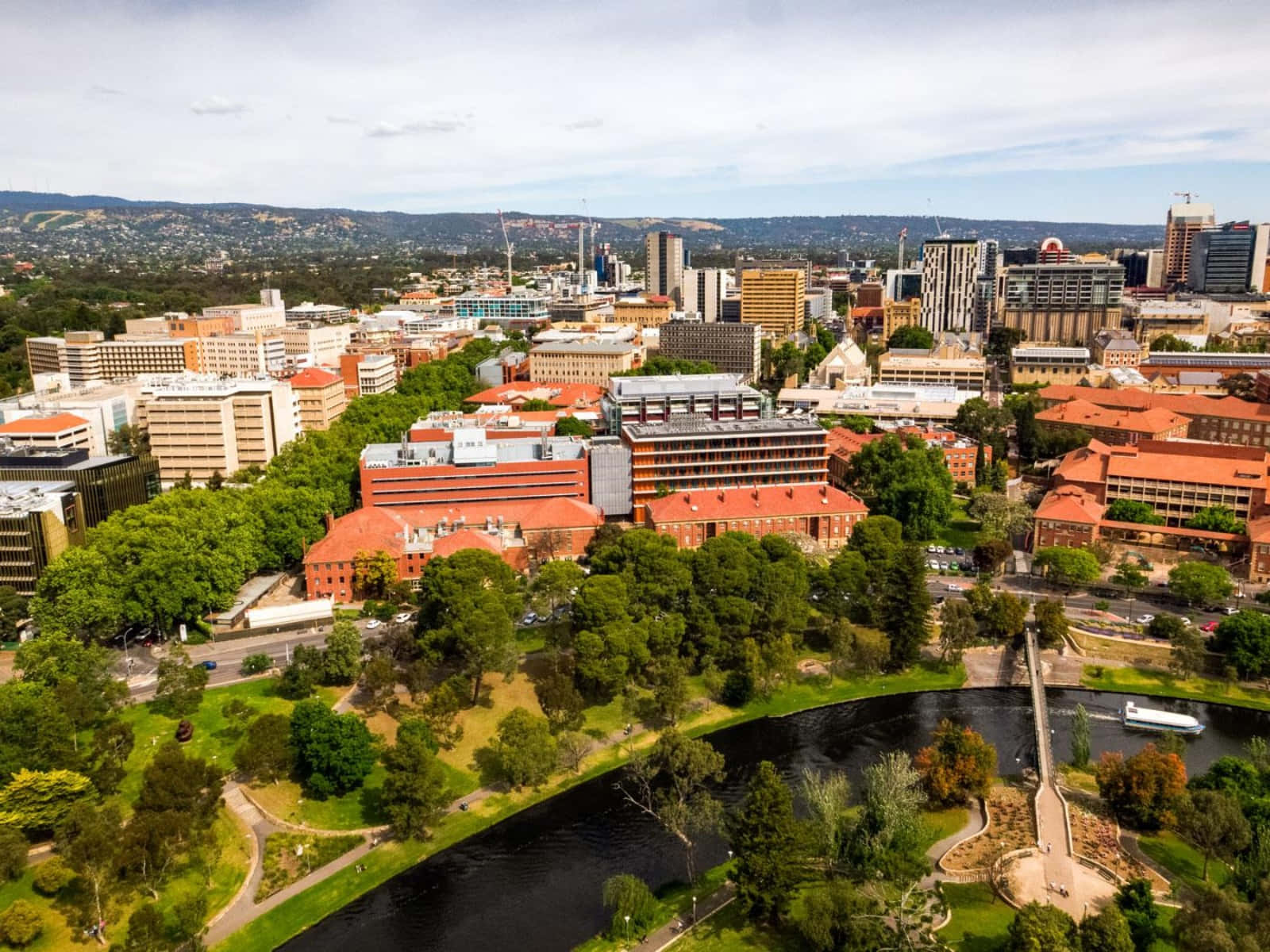 Adelaide, cityscape, red-roofed buildings, HD Desktop Wallpaper