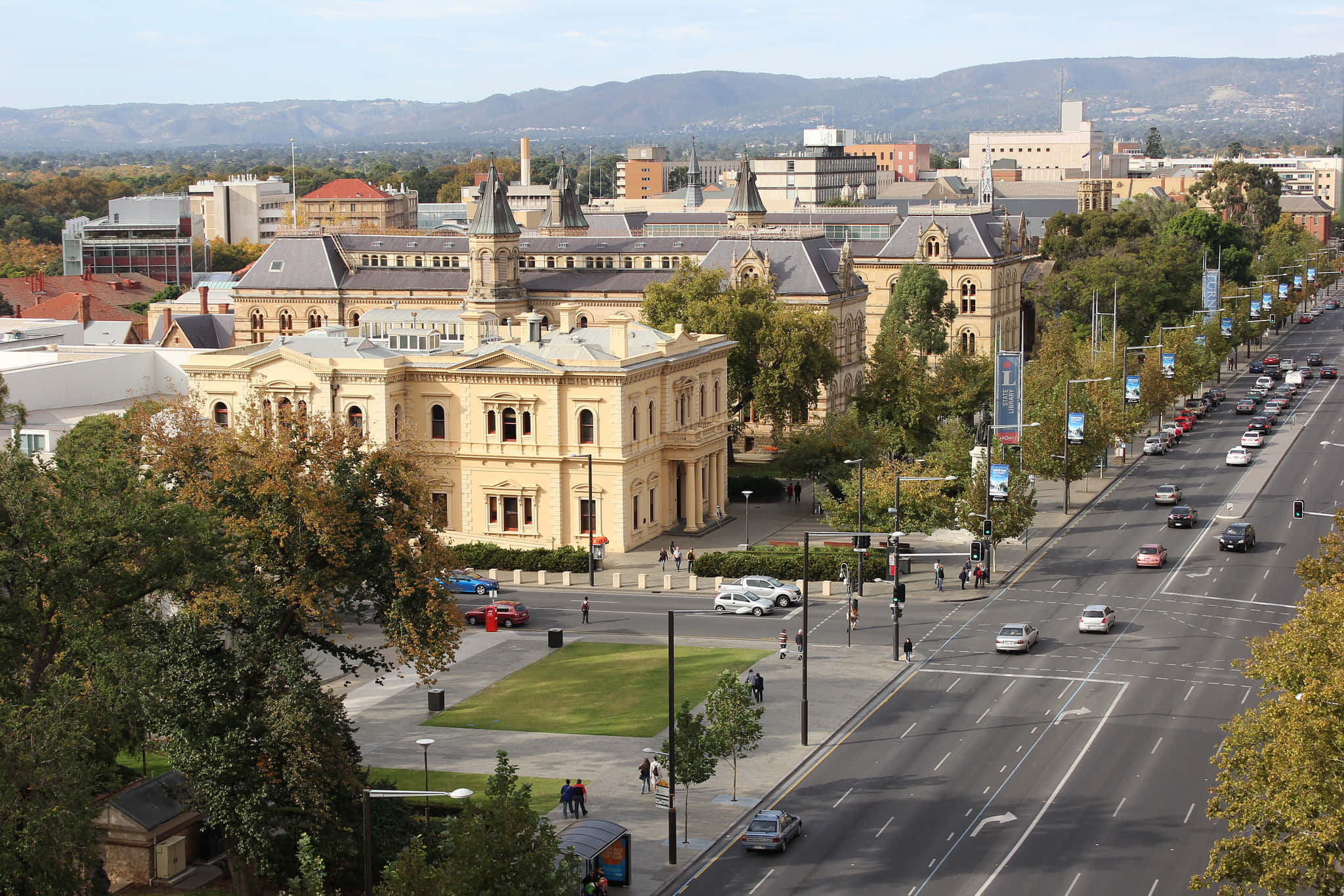 North Terrace Adelaide, Victorian-style building, turrets, Full HD Desktop Wallpaper