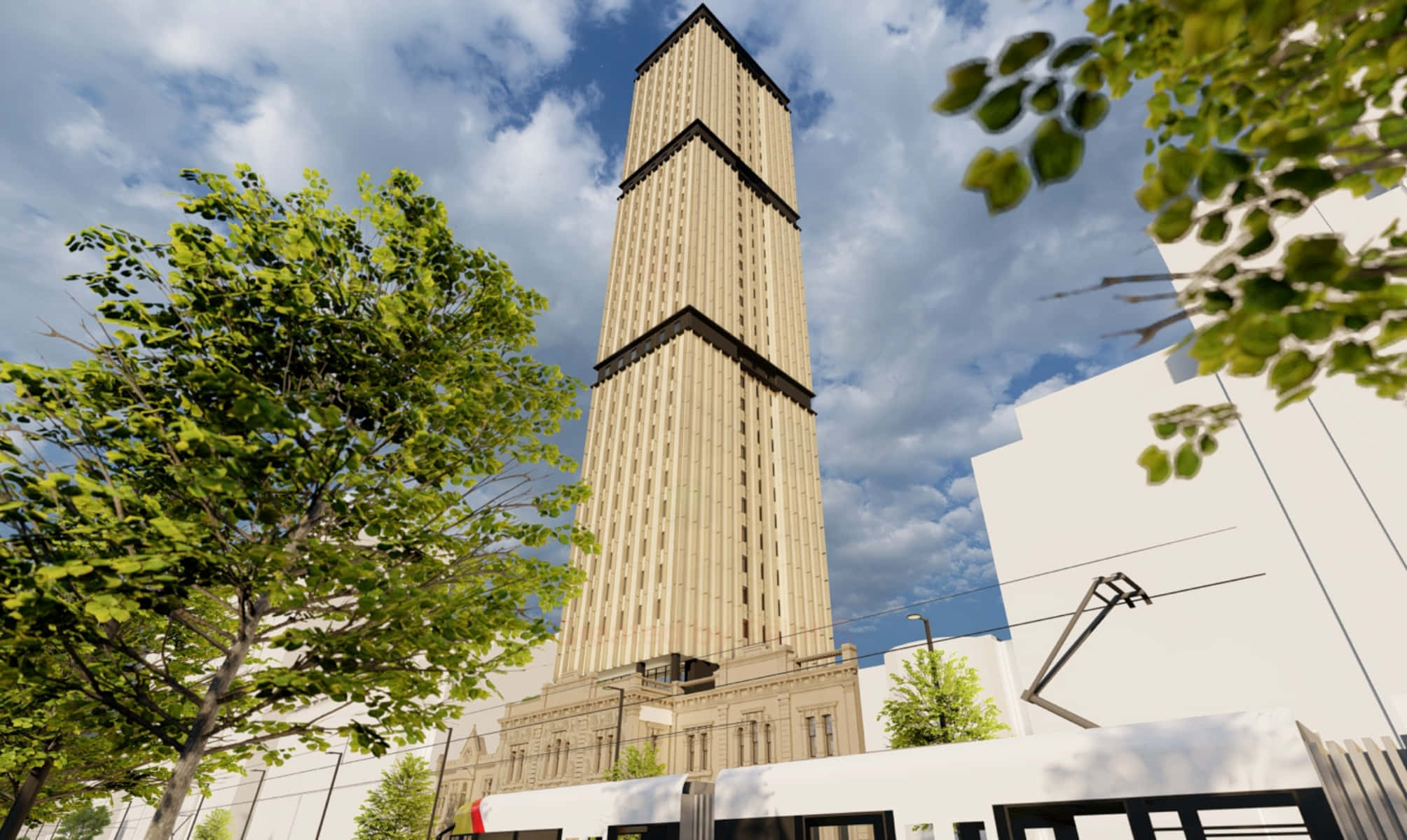 Adelaide, tall building, beige skyscraper, Full HD Desktop Wallpaper