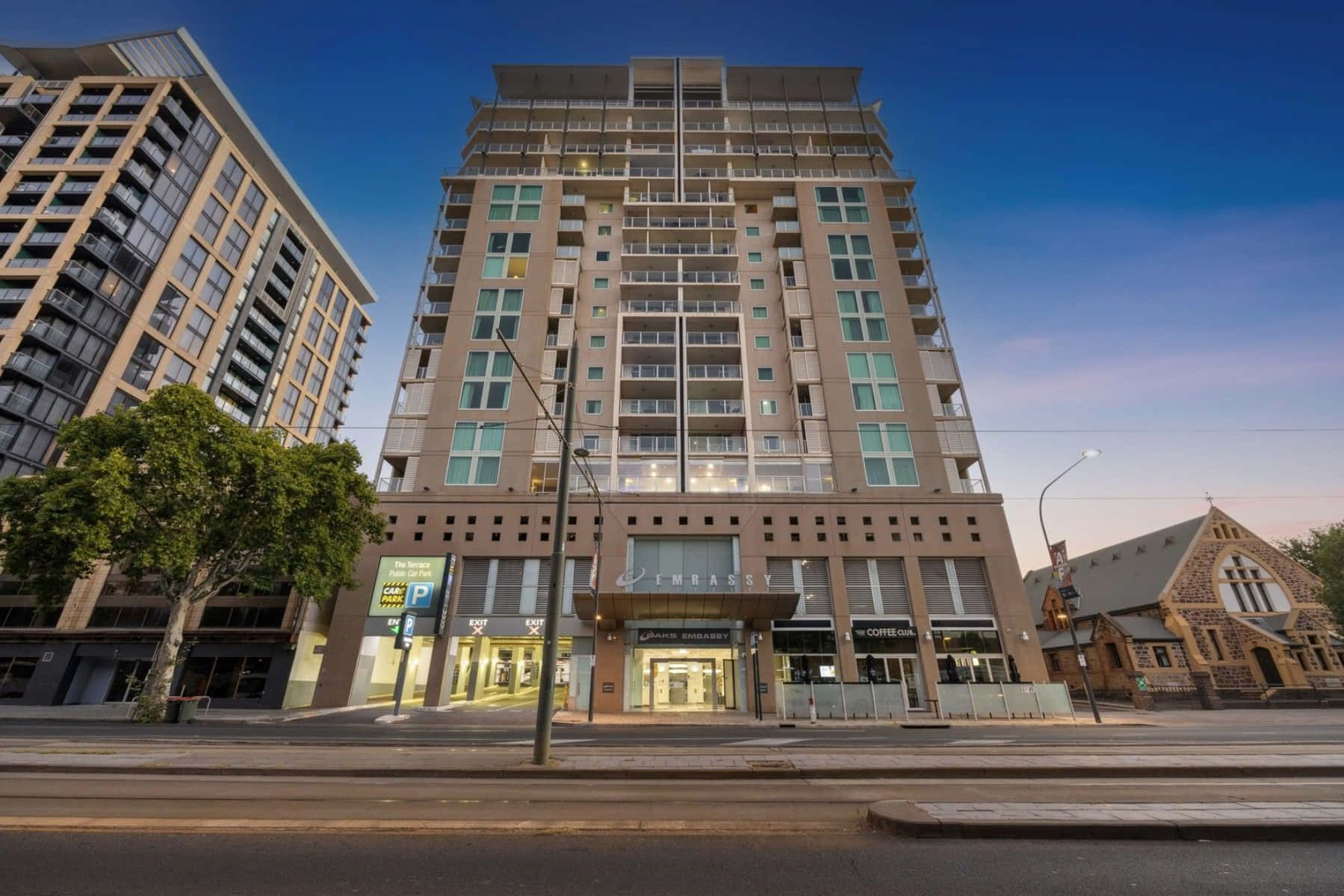 North Terrace Adelaide, modern high-rise apartment building, glass balconies, HD Desktop Wallpaper
