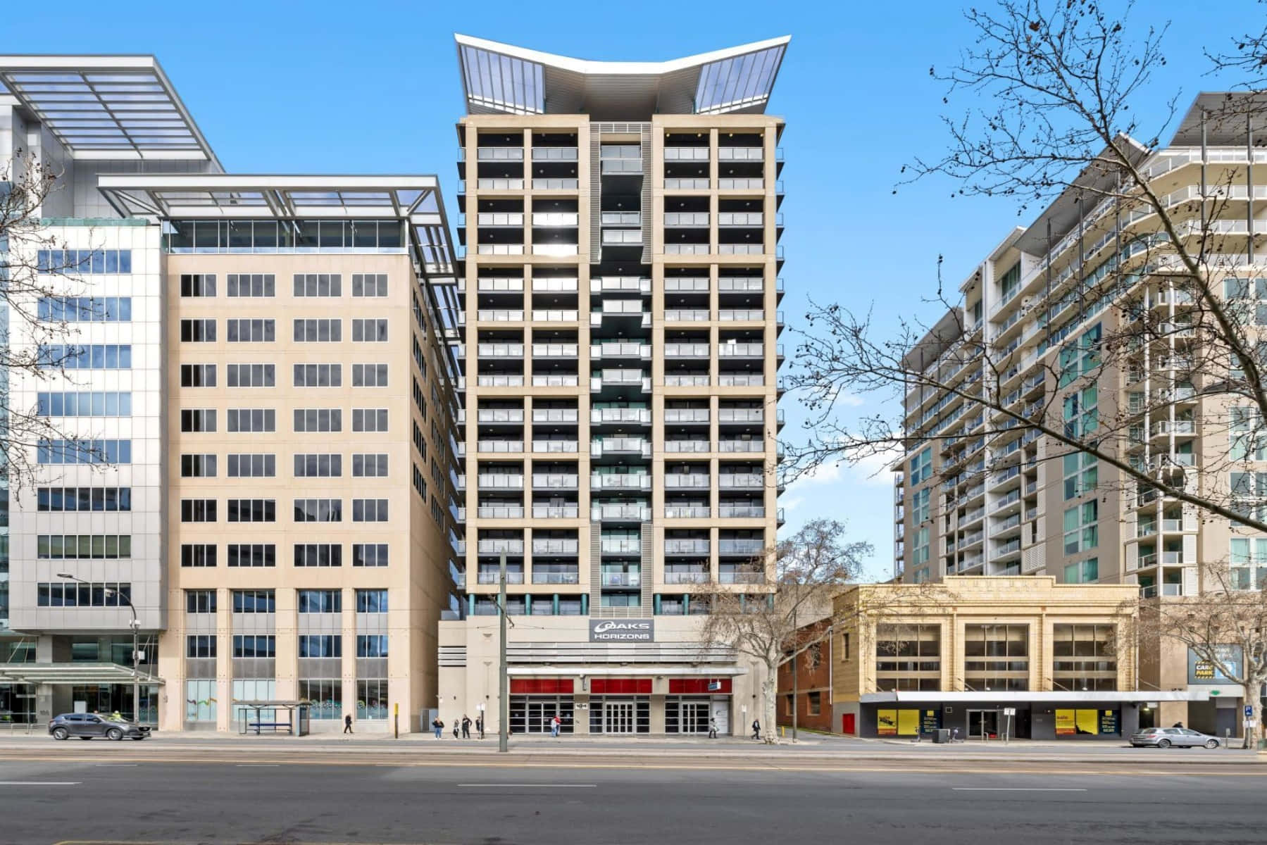 North Terrace Adelaide, modern high-rise apartment building, glass balconies, HD Desktop Wallpaper