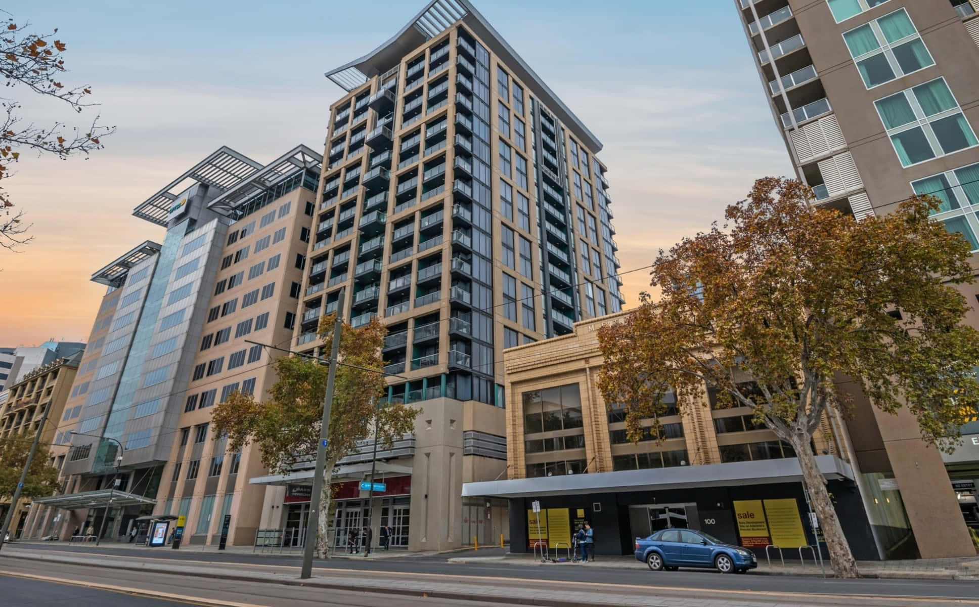 North Terrace Adelaide, modern architecture, dusk, Full HD Desktop Wallpaper