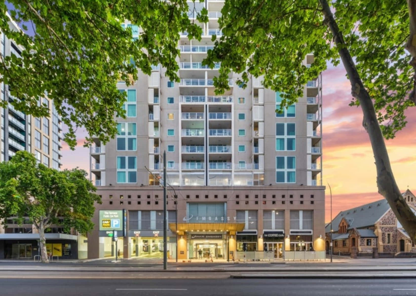 North Terrace Adelaide, modern architecture, dusk, HD Desktop Wallpaper