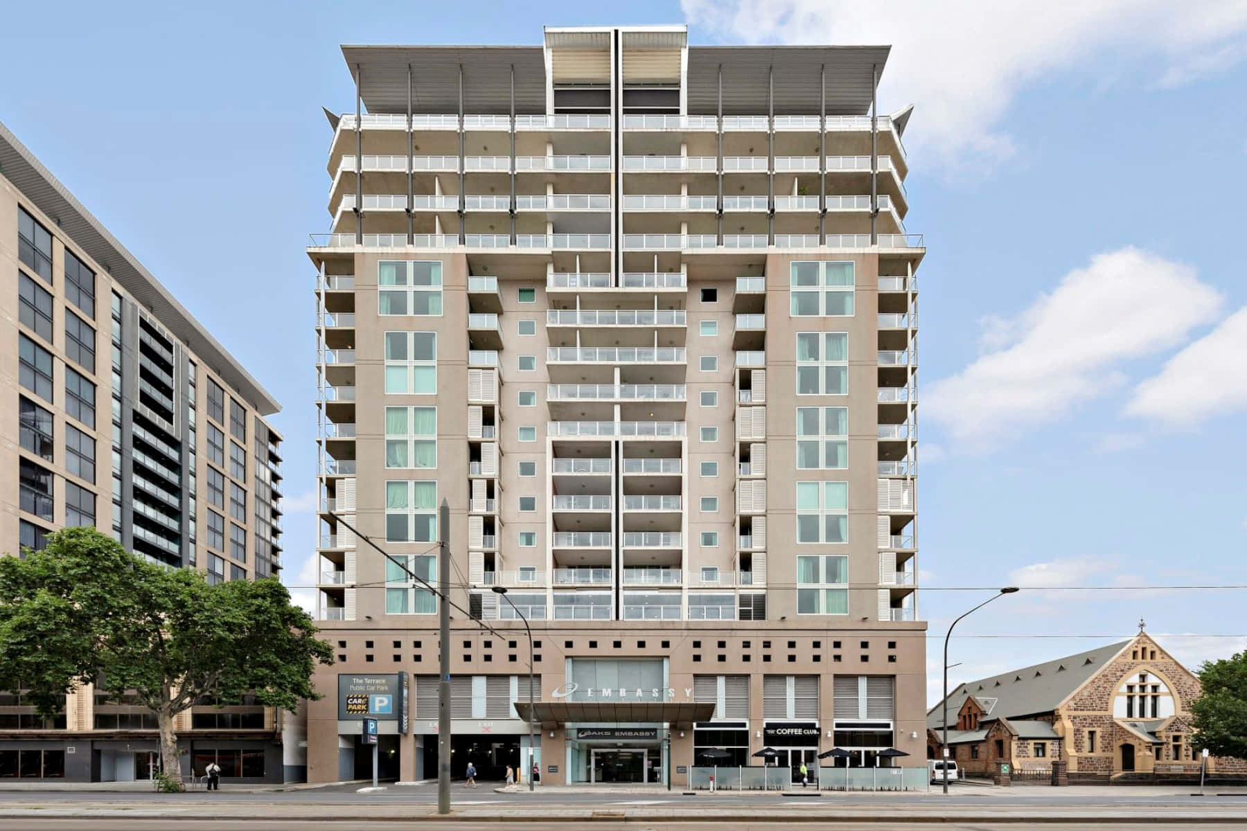 North Terrace Adelaide, modern high-rise apartment building, glass balconies, HD Desktop Wallpaper