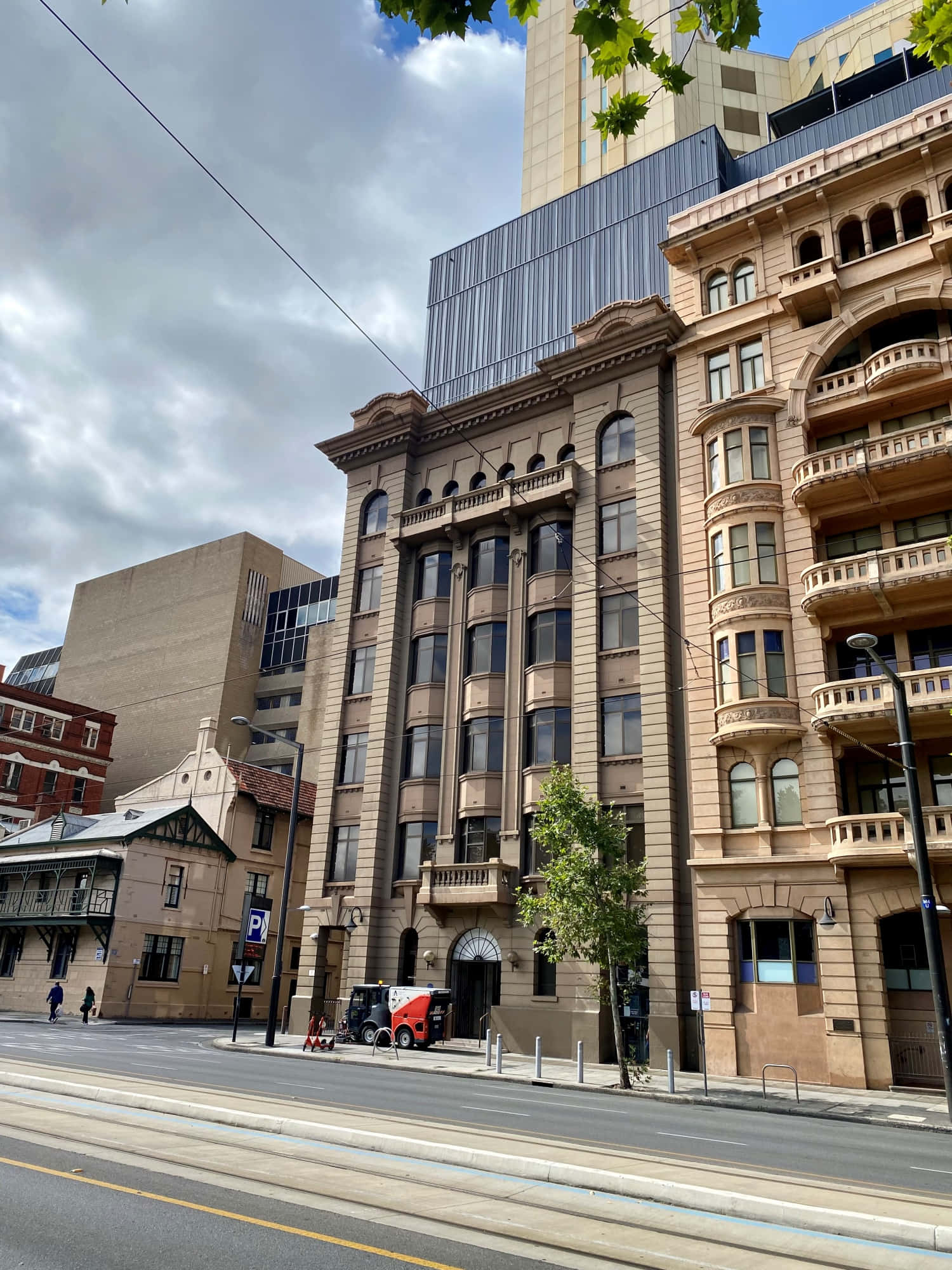North Terrace Adelaide, beige building, ornate balconies, Full HD Phone Wallpaper