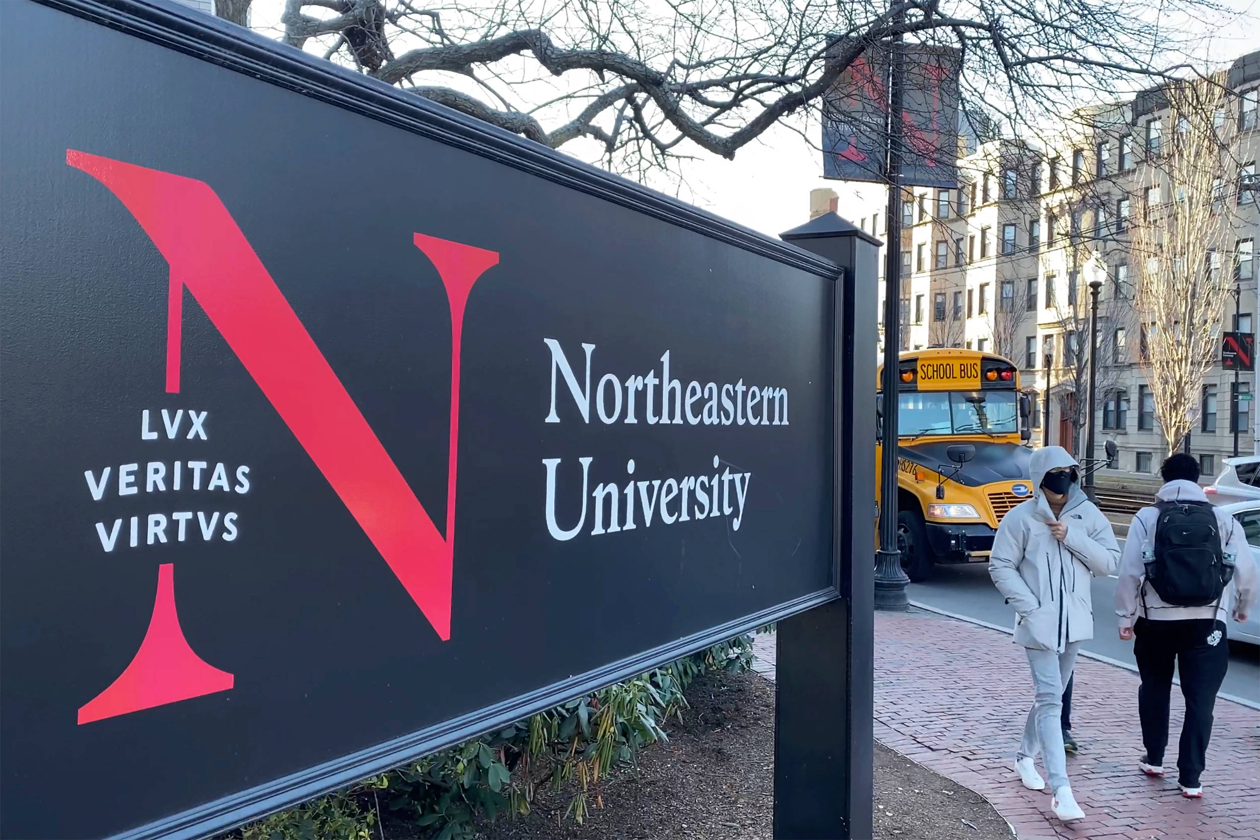 Northeastern University, logo, motto, Full HD Desktop Wallpaper