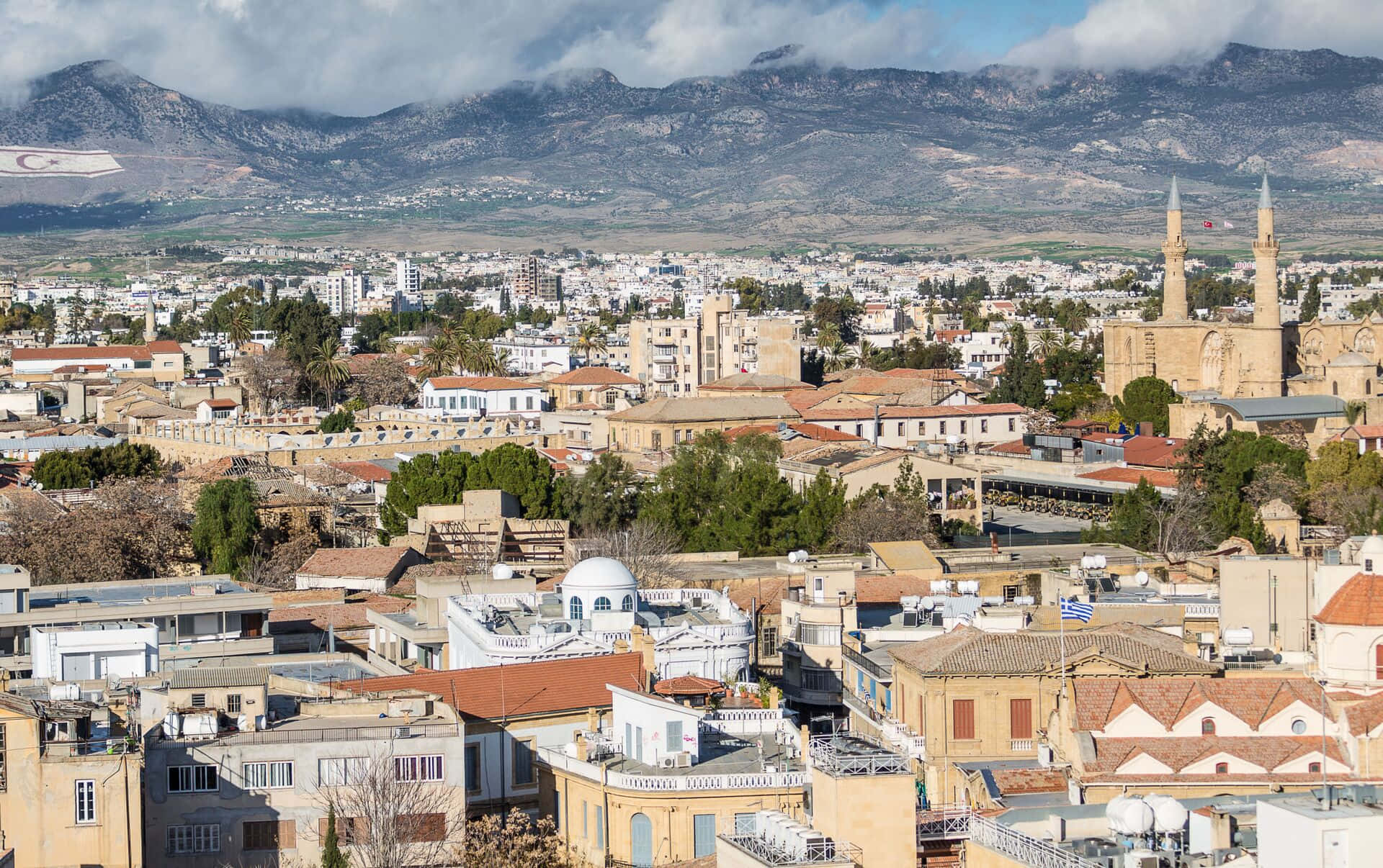 Northern Cyprus, Mediterranean cityscape, terracotta rooftops, Full HD Desktop Wallpaper