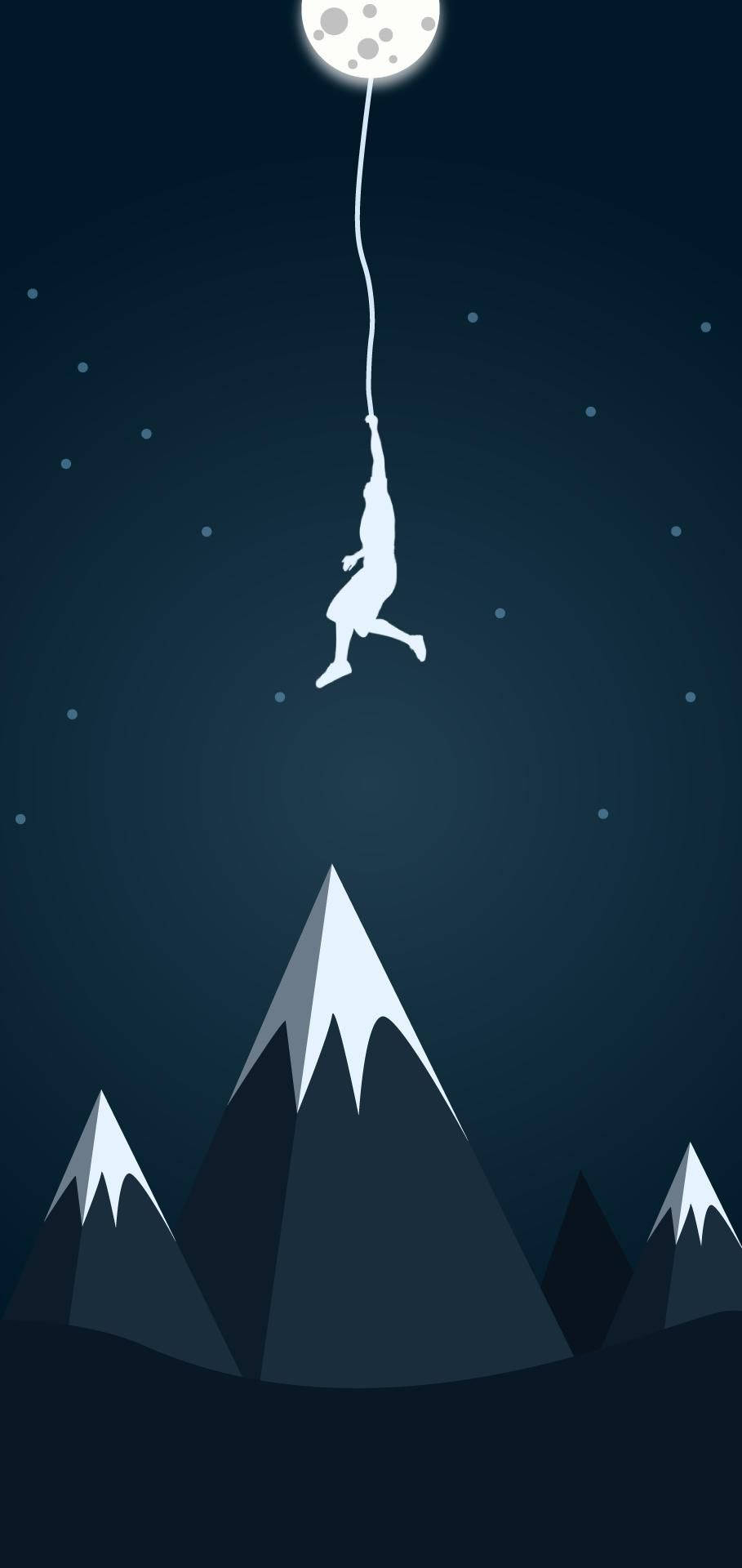 Water Drop Notch, mountains, moon, Full HD Phone Wallpaper