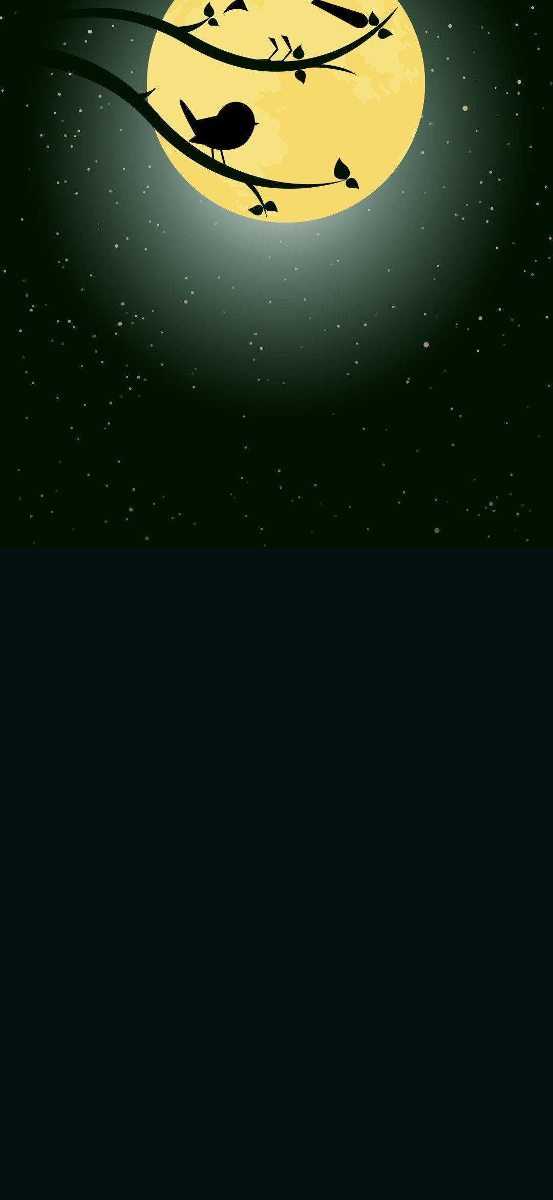 water drop notch, bird, glowing yellow moon, Full HD Phone Wallpaper