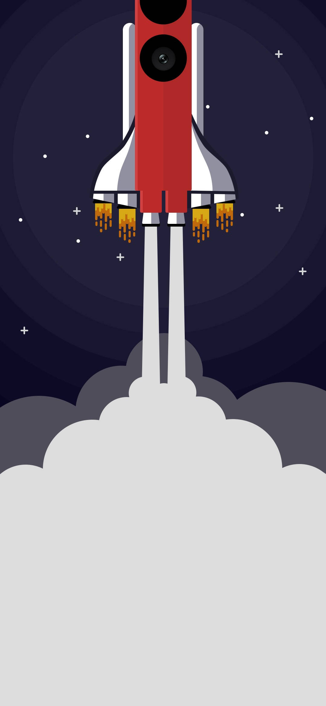 Water Drop Notch Rocket, red and white rocket, fiery orange exhaust, Full HD Phone Wallpaper