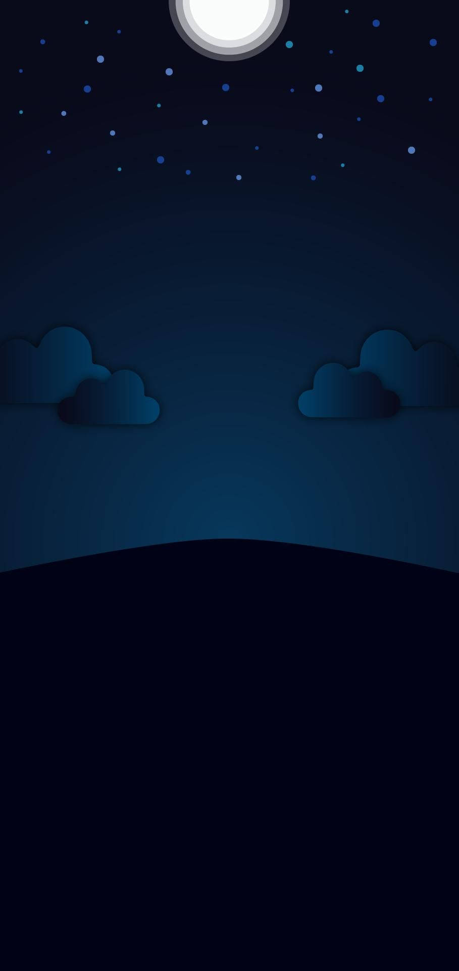 water drop notch, evening hill, full moon, Full HD Phone Wallpaper