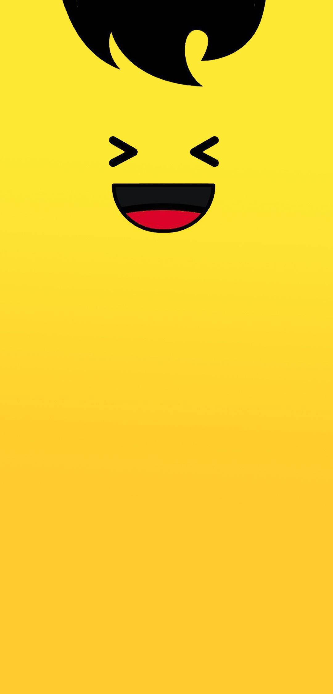 water drop notch, laughing face, black hair, Full HD Phone Wallpaper