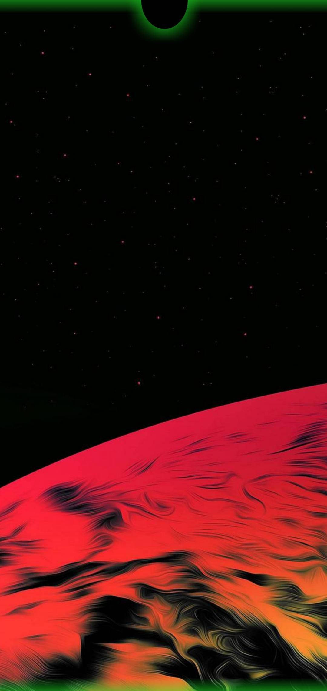 water drop notch planet, vibrant red planet, swirling black and orange clouds, Full HD Phone Wallpaper