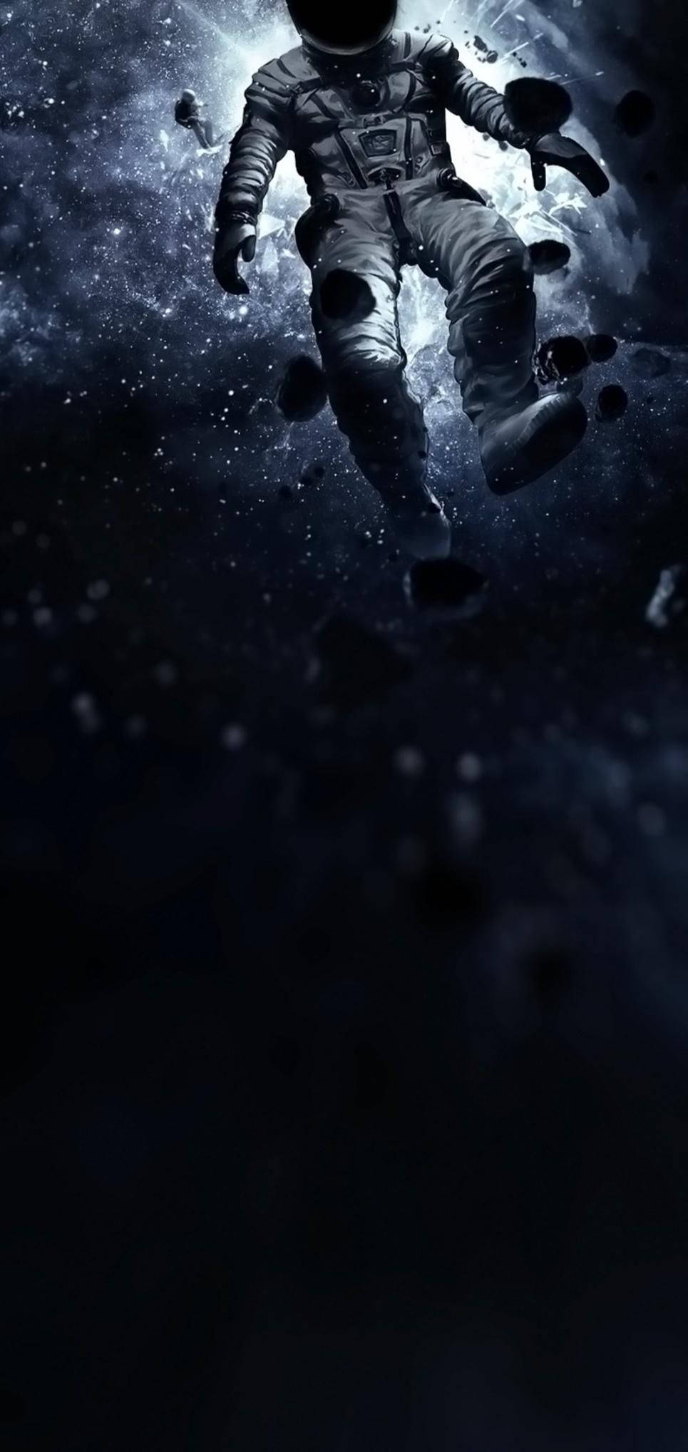 water drop notch, astronaut helmet, starry void, Full HD Phone Wallpaper