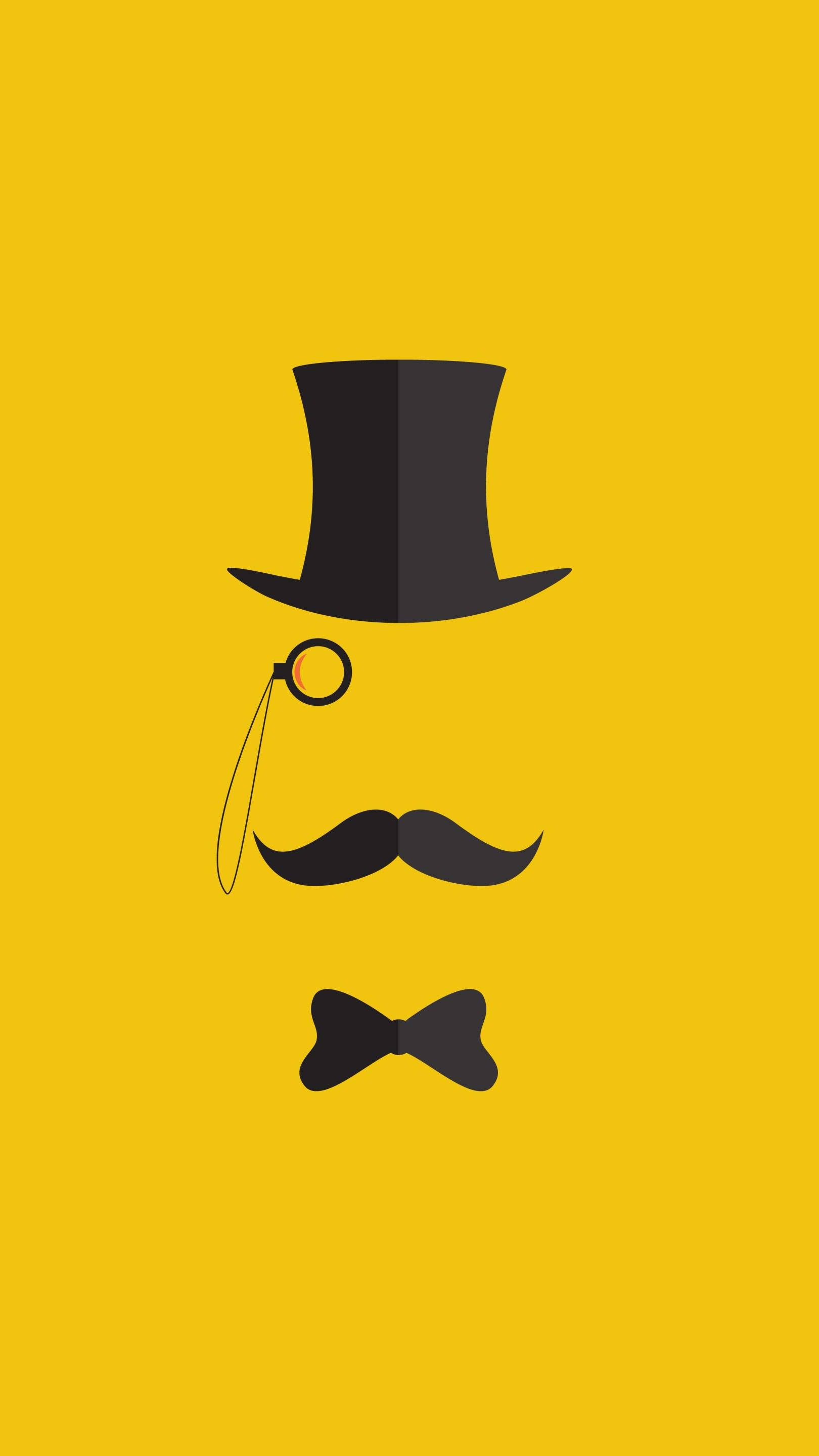 Note 10 Plus, yellow, black top hat, 2K Phone Wallpaper