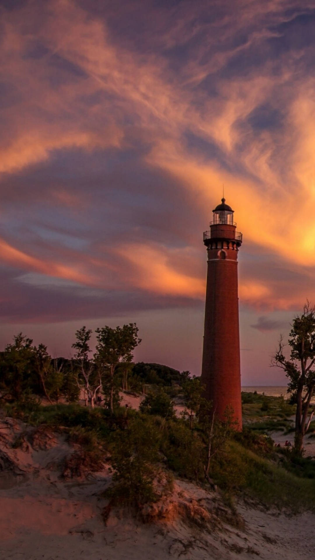 Note 10 Plus, lighthouse, sunset, Full HD Phone Wallpaper