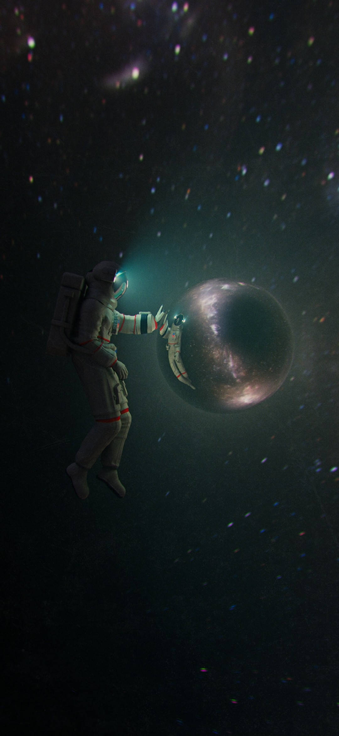 Note 10 Plus, astronaut, glowing planet, Full HD Phone Wallpaper