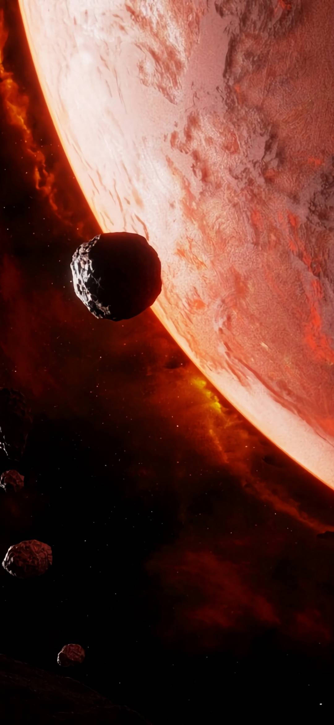 Note 10 Plus, asteroids, reddish planet, Full HD Phone Wallpaper