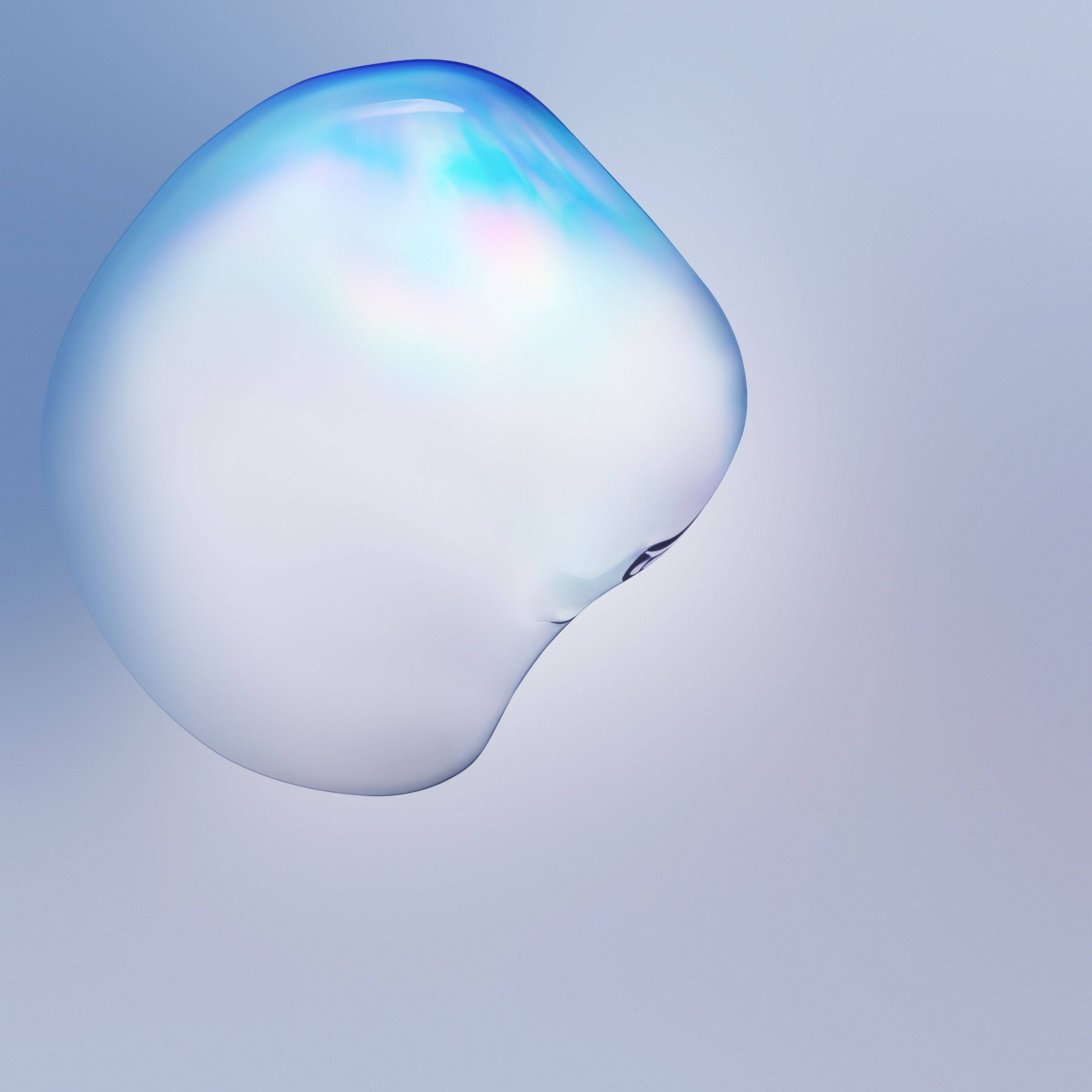 Note 10, purple water drop, translucent blue bubble, 2K Desktop Wallpaper