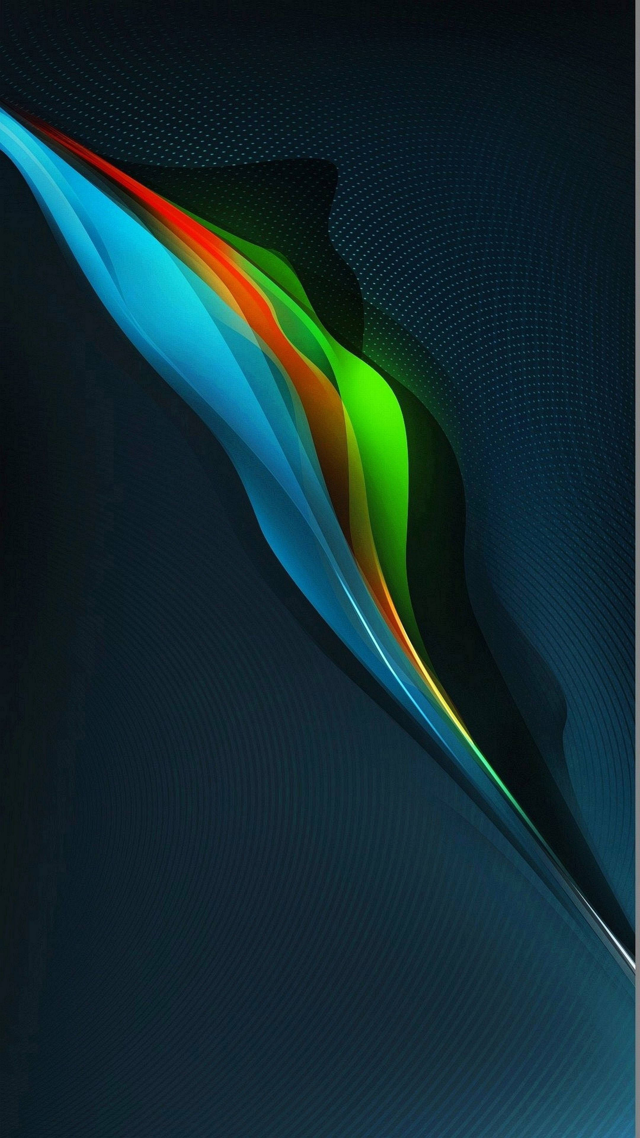 Note 10, 3D abstract wavy shapes, blue green orange red, 4K Phone Wallpaper