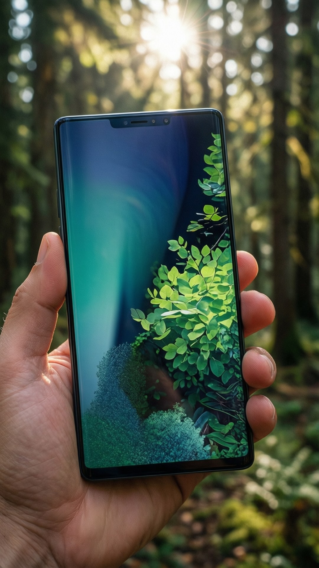 Note 10, smartphone, vibrant forest, Full HD Phone Wallpaper