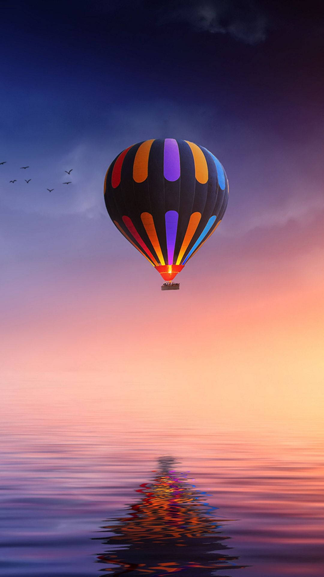 Note 8, sunset, hot air balloon, Full HD Phone Wallpaper