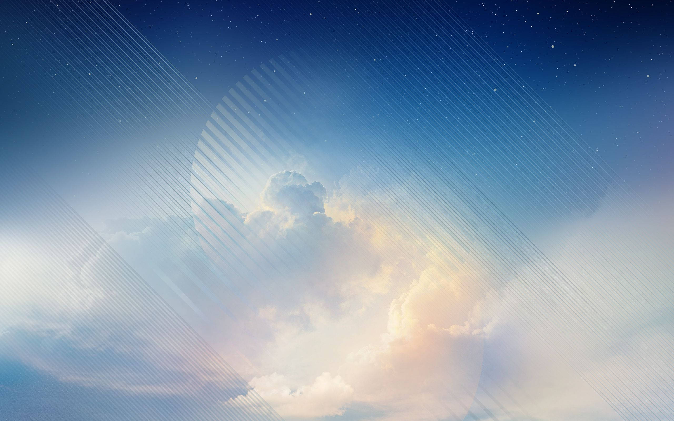 blue sky, glowing clouds, starry night, 2K Desktop Wallpaper