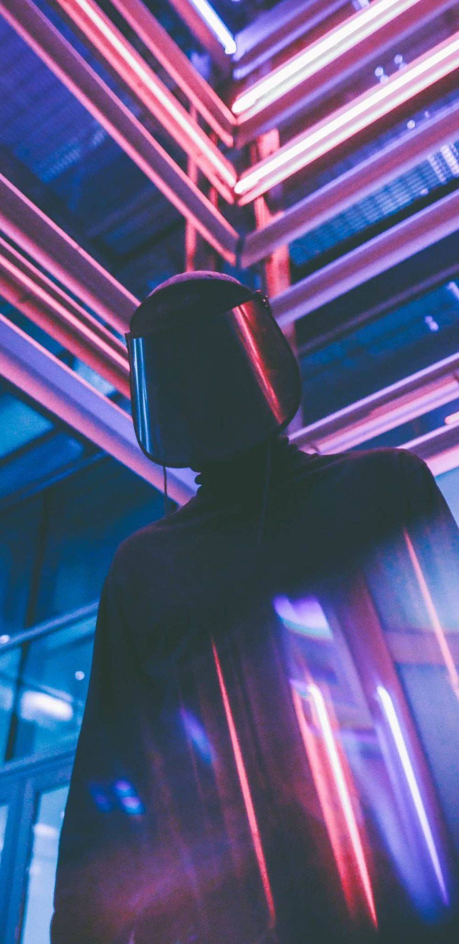 Note 8, neon lights, pink and blue neon tubes, Full HD Phone Wallpaper