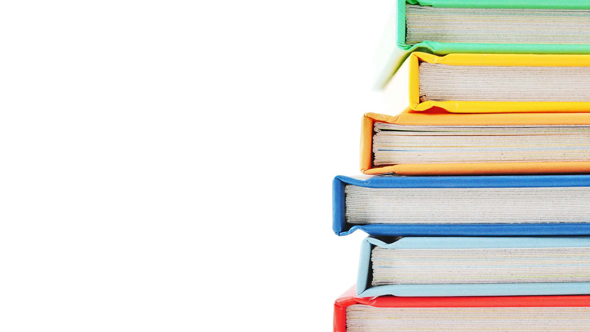 colorful notebooks, stack of colorful books, clean white background, Full HD Desktop Wallpaper