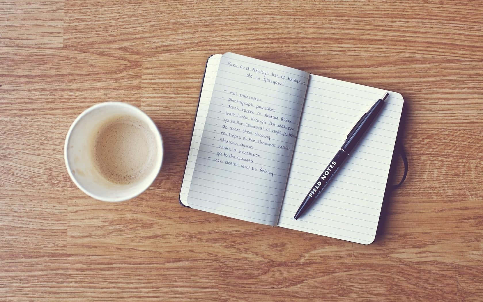 white coffee cup, open lined notebook, black pen, HD Desktop Wallpaper