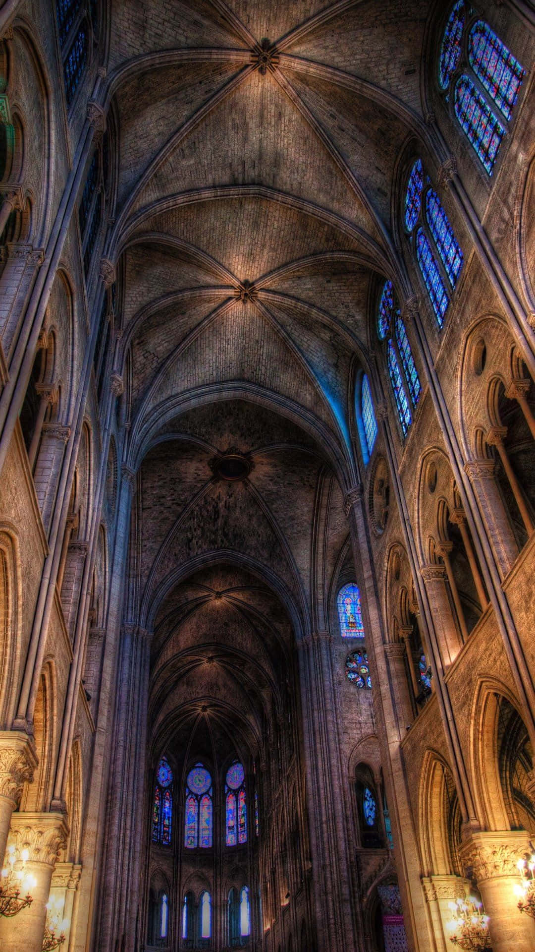 Notre Dame Cathedral, ceiling, stone vaulted ceilings, Full HD Phone Wallpaper
