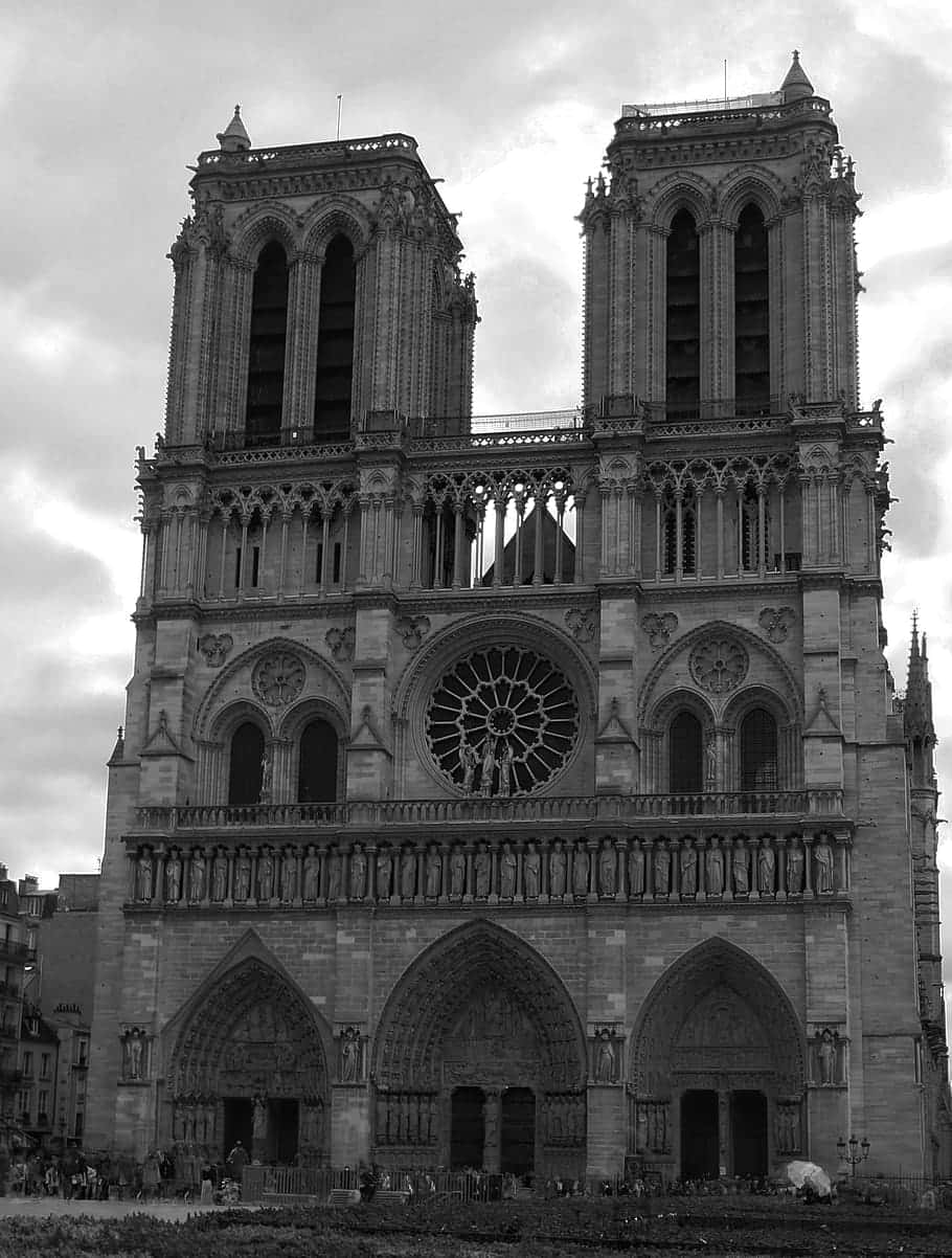 Notre Dame Cathedral, ornate facade, twin towers, SD Phone Wallpaper