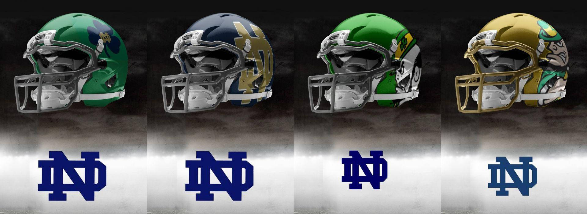 Notre Dame Football, green gold and navy, team logos, Full HD Desktop Wallpaper