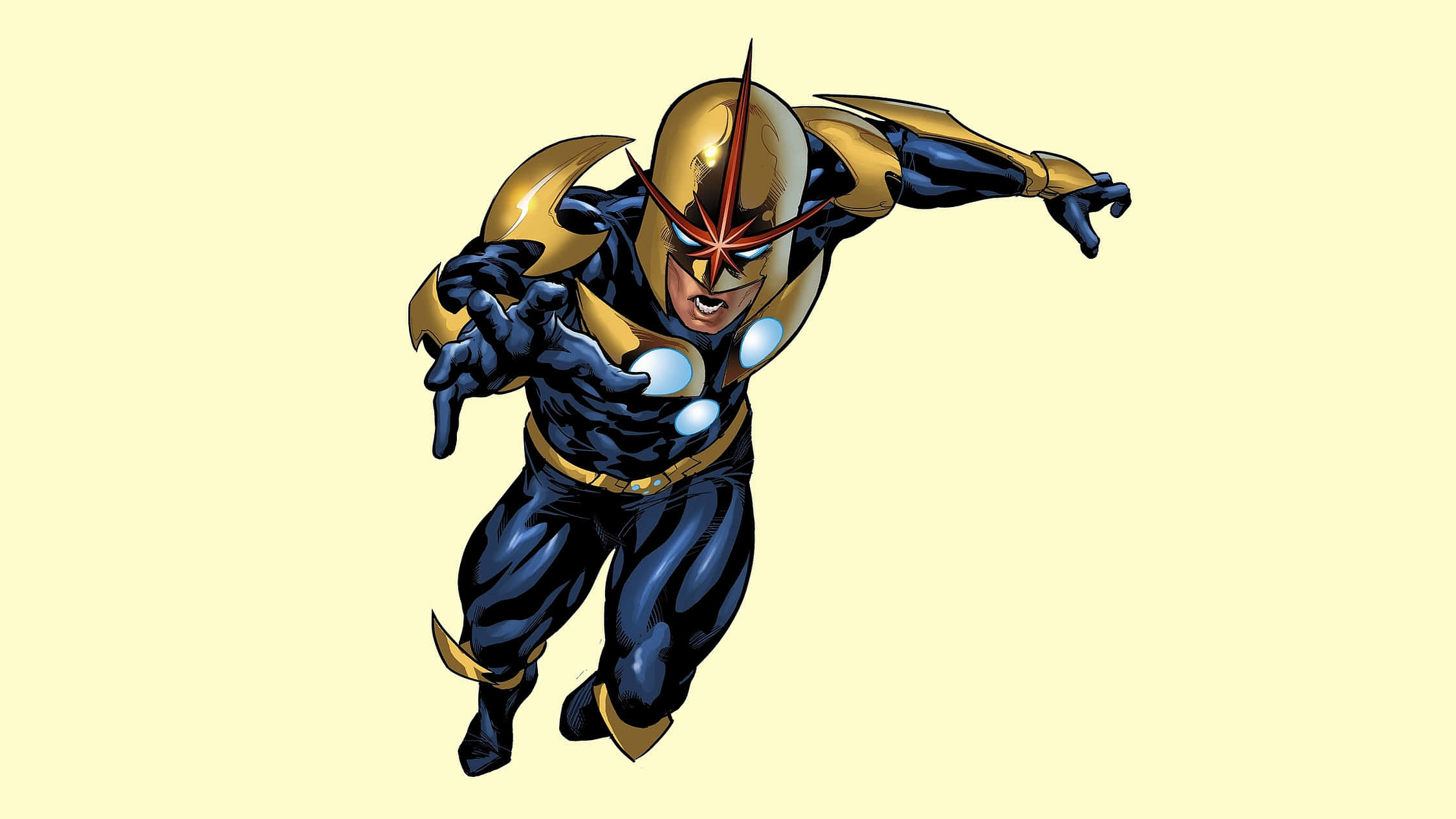 Nova Corps, blue and gold suit, glowing chest orbs, Full HD Desktop Wallpaper